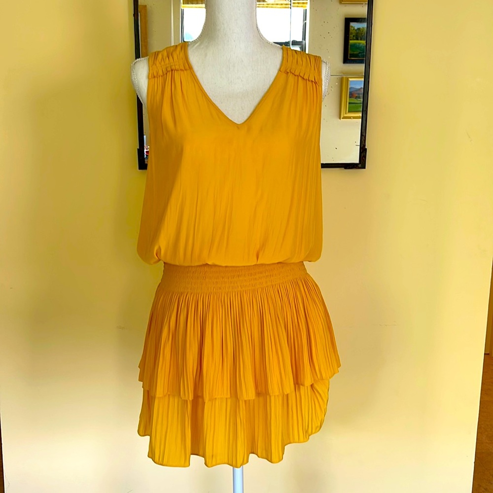 RAMY BROOK yellow mini silk dress
